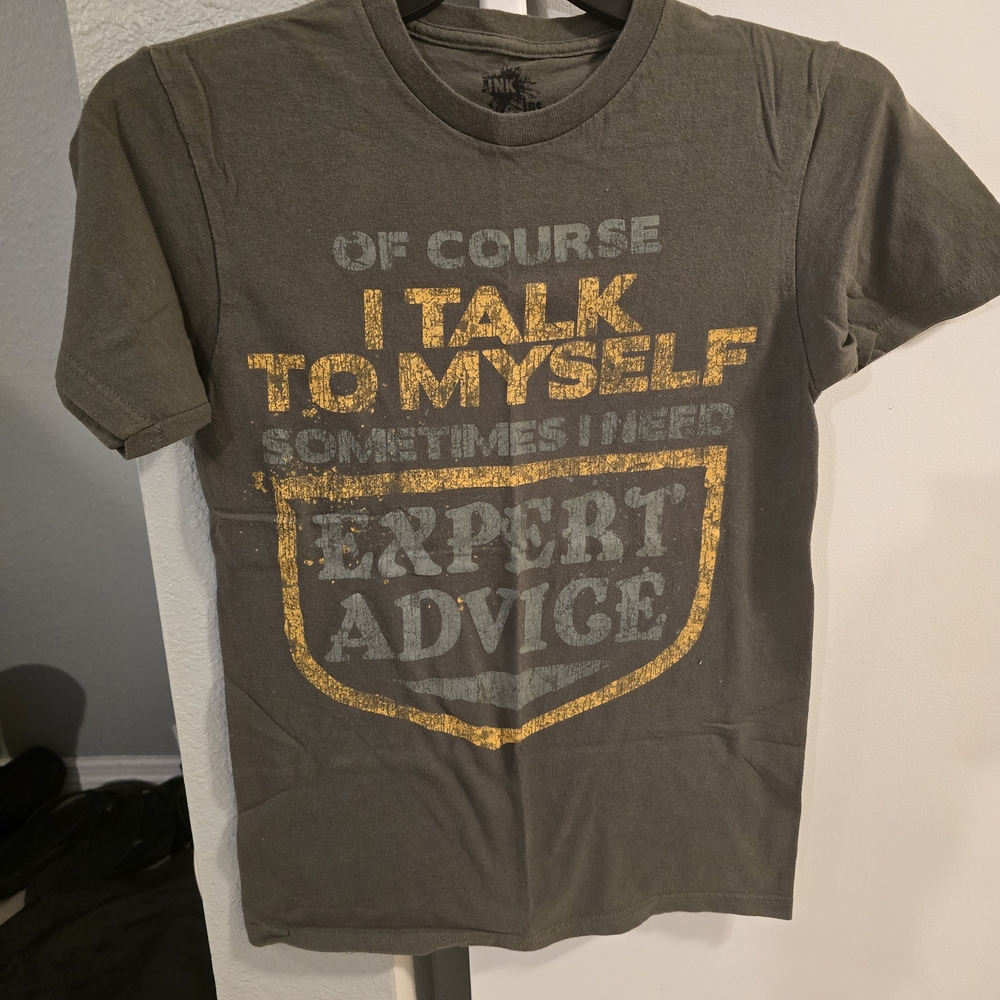 Army Green Graphic T-Shirt with Yellow Text